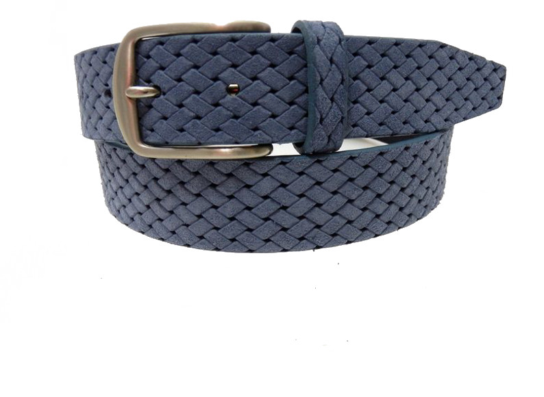 Cintura uomo in camoscio stampa treccia - jeans- mm35